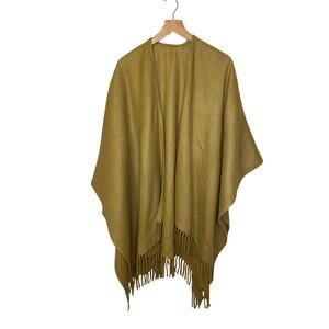 Lambswool 100% Pure Wool Made in Italy Soft Yellow Poncho/ Shawl W/ Fringe